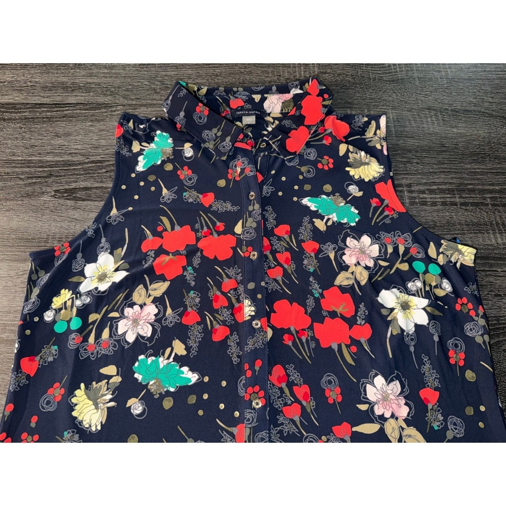 Tommy Hilfiger Navy Floral Sleeveless Maxi Dress Preppy Cottagecore 2x - Picture 5 of 7
